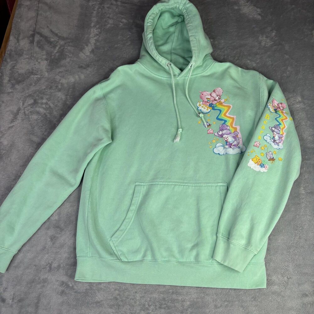Care‎ Bears Hoodie Womens Medium Green Ripple Junction Fleece Graphic Pullover